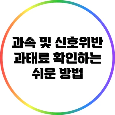 과속 및 신호위반 과태료 확인하는 쉬운 방법