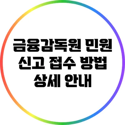 금융감독원 민원 신고 접수 방법 상세 안내