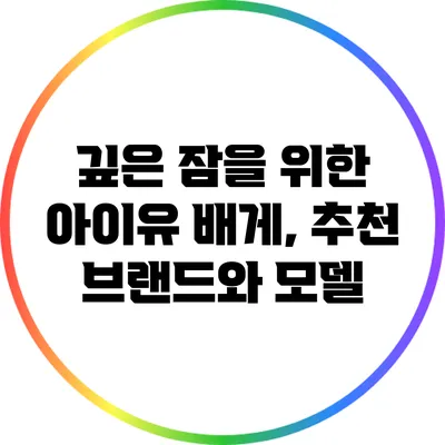 깊은 잠을 위한 아이유 배게, 추천 브랜드와 모델