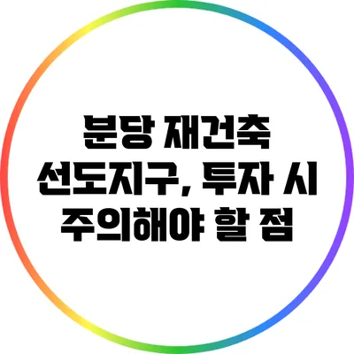 분당 재건축 선도지구, 투자 시 주의해야 할 점