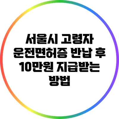 서울시 고령자 운전면허증 반납 후 10만원 지급받는 방법