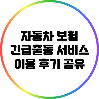 자동차 보험 긴급출동 서비스 이용 후기 공유