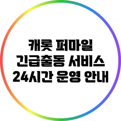 캐롯 퍼마일 긴급출동 서비스 24시간 운영 안내