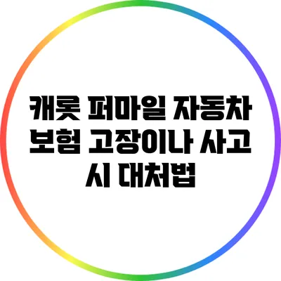 캐롯 퍼마일 자동차 보험 고장이나 사고 시 대처법