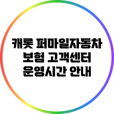 캐롯 퍼마일자동차 보험 고객센터 운영시간 안내