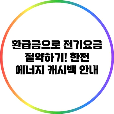 환급금으로 전기요금 절약하기! 한전 에너지 캐시백 안내