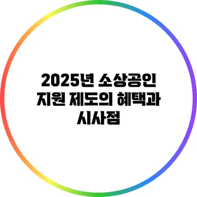 2025년 소상공인 지원 제도의 혜택과 시사점