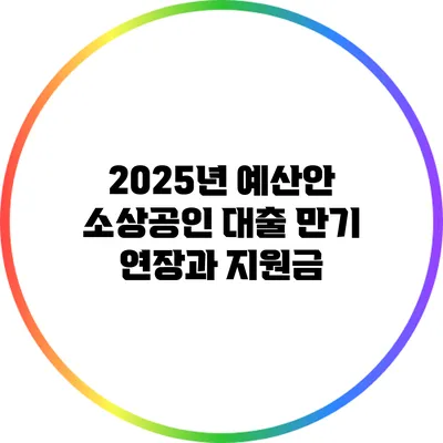 2025년 예산안: 소상공인 대출 만기 연장과 지원금