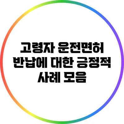 고령자 운전면허 반납에 대한 긍정적 사례 모음