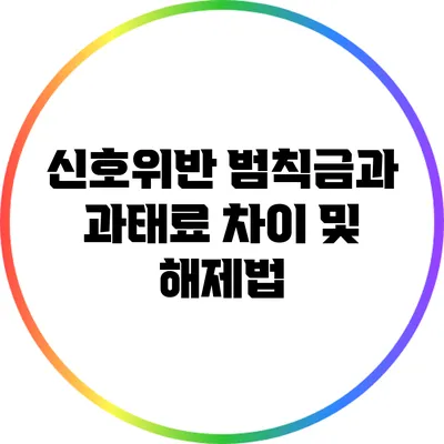 신호위반 범칙금과 과태료 차이 및 해제법