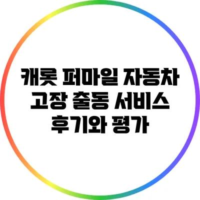 캐롯 퍼마일 자동차 고장 출동 서비스: 후기와 평가