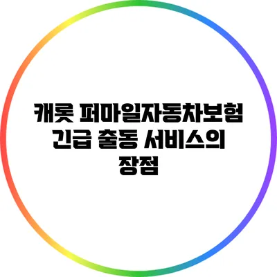 캐롯 퍼마일자동차보험 긴급 출동 서비스의 장점