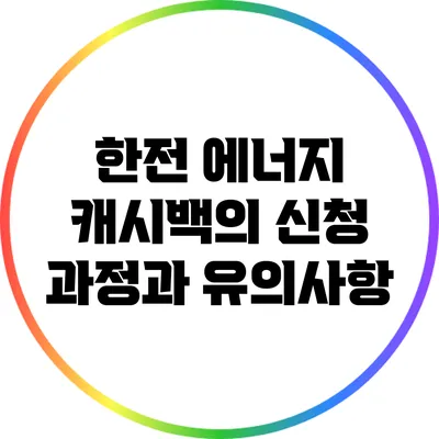 한전 에너지 캐시백의 신청 과정과 유의사항