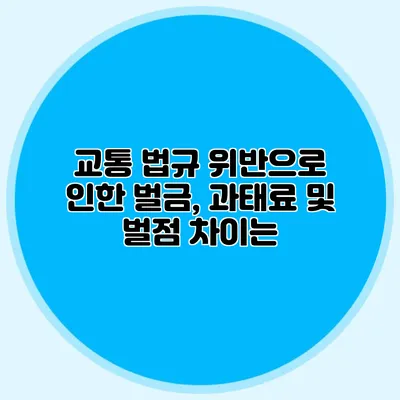 교통 법규 위반으로 인한 벌금, 과태료 및 벌점 차이는?