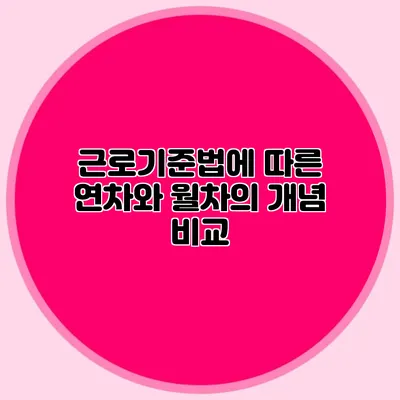 근로기준법에 따른 연차와 월차의 개념 비교