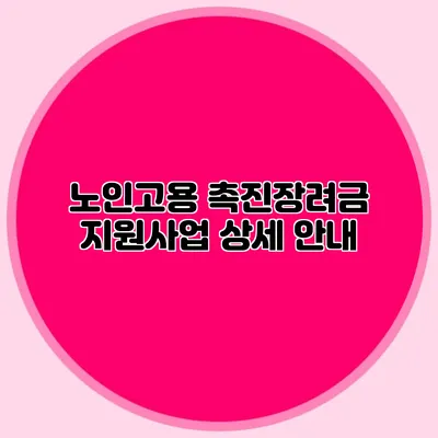 노인고용 촉진장려금 지원사업 상세 안내