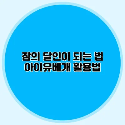 잠의 달인이 되는 법: 아이유베개 활용법