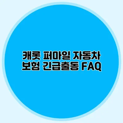 캐롯 퍼마일 자동차 보험 긴급출동 FAQ