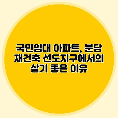 국민임대 아파트, 분당 재건축 선도지구에서의 살기 좋은 이유