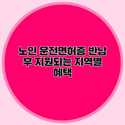 노인 운전면허증 반납 후 지원되는 지역별 혜택