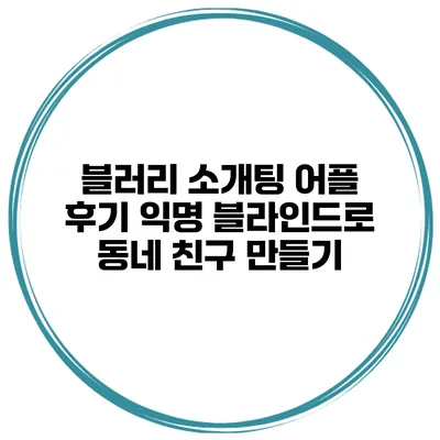 블러리 소개팅 어플 후기 익명 블라인드로 동네 친구 만들기