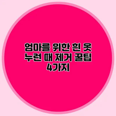 엄마를 위한 흰 옷 누런 때 제거 꿀팁 4가지